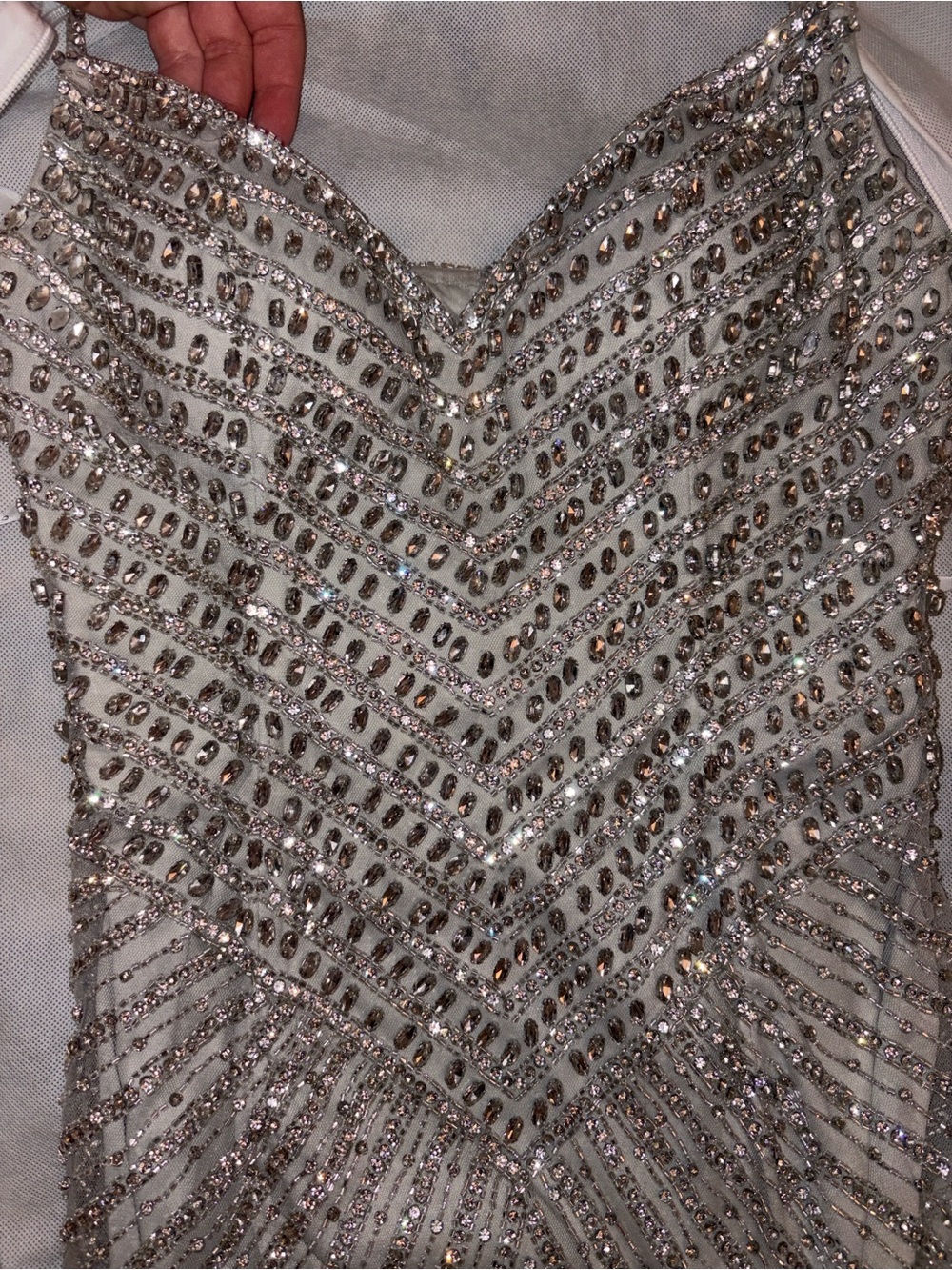 Chic and Holland. Sparkling Silver Beaded Spaghetti Strap Dress - Picture 6 of 13